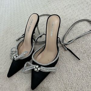 Bow lace up heels